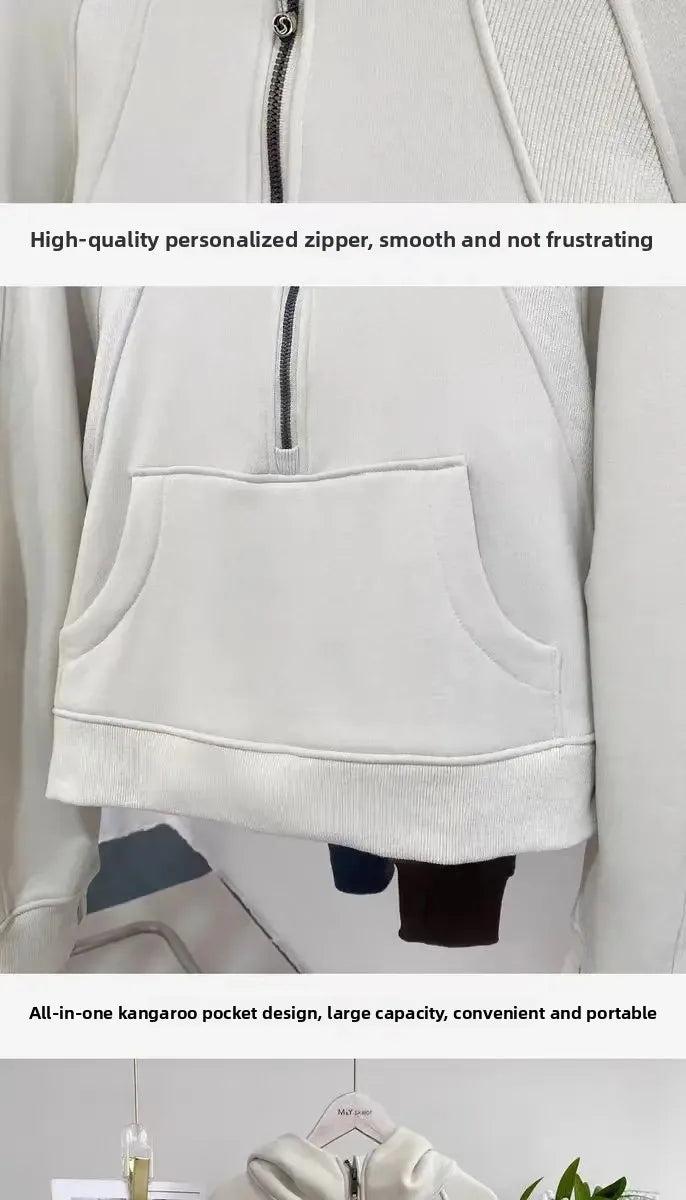 LULU Women's Thickened Hoodie Sweatshirt Zipper Sportswear Yoga Outdoor Fitness Casual Loose Style Autumn Winter Collection