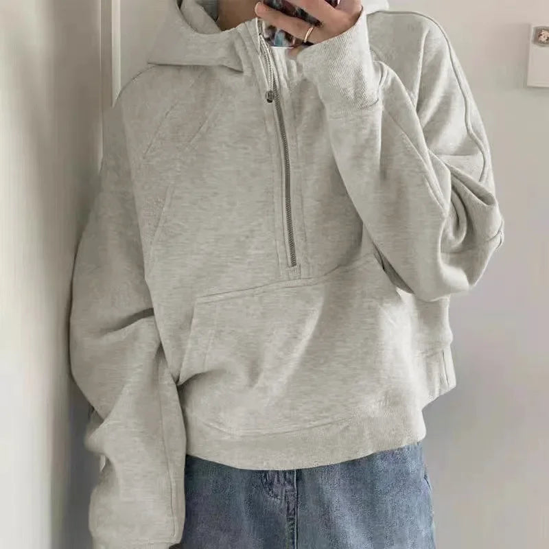 LULU Women's Thickened Hoodie Sweatshirt Zipper Sportswear Yoga Outdoor Fitness Casual Loose Style Autumn Winter Collection