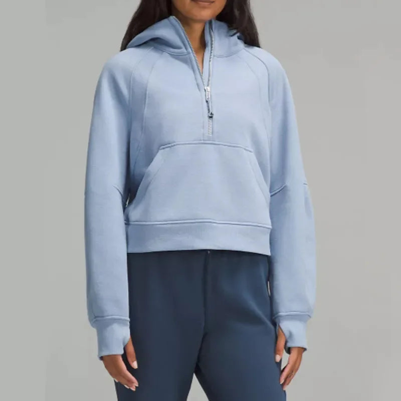 LULU Women's Thickened Hoodie Sweatshirt Zipper Sportswear Yoga Outdoor Fitness Casual Loose Style Autumn Winter Collection