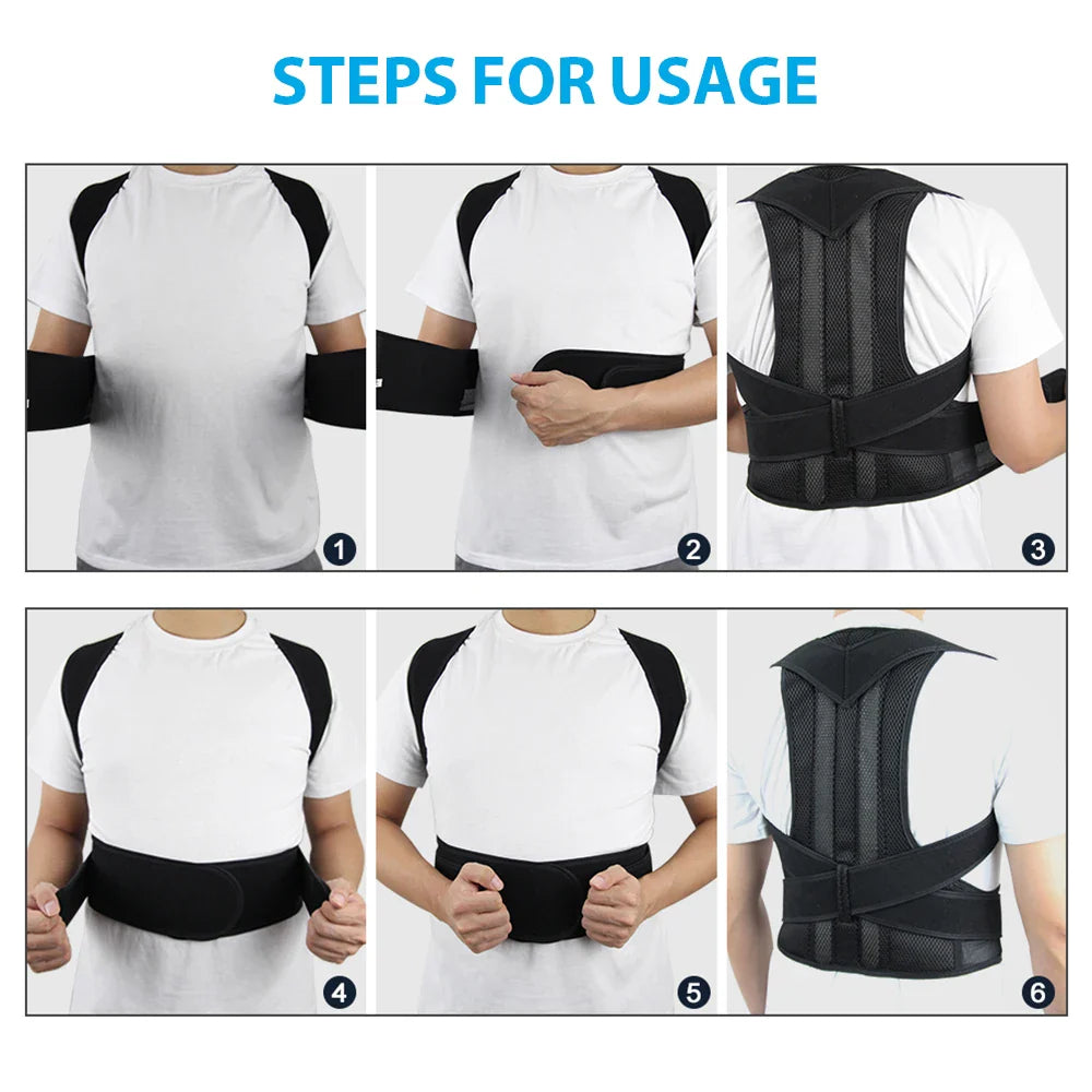 Back Brace Posture Corrector for Women & Men, Adjustable Back Lumbar Support Belt Shoulder Posture Support for Improve Scoliosis