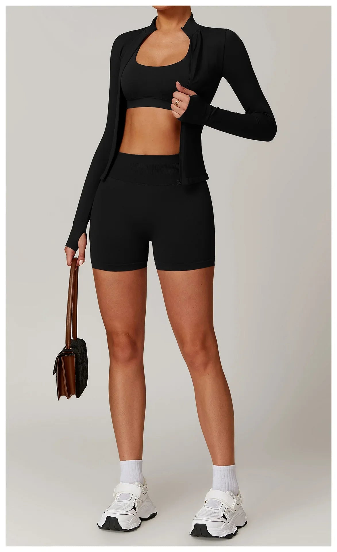 Seamless Yoga Slothes Women's Top Standing Collar Long Sleeved Sports Jacket Running Training Fitness Top Windproof Running Suit