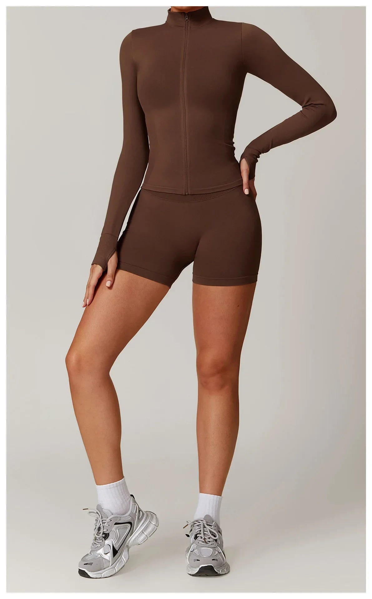 Seamless Yoga Slothes Women's Top Standing Collar Long Sleeved Sports Jacket Running Training Fitness Top Windproof Running Suit