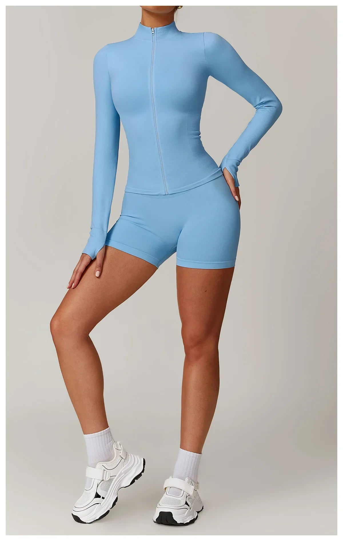 Seamless Yoga Slothes Women's Top Standing Collar Long Sleeved Sports Jacket Running Training Fitness Top Windproof Running Suit