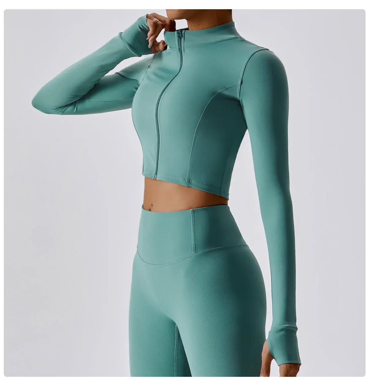 Women's Long Sleeve Top Zipper Jacket Yoga Shirts Running T-Shirt Workout Fitness Gym Sports Top Training Crop Top Clothes