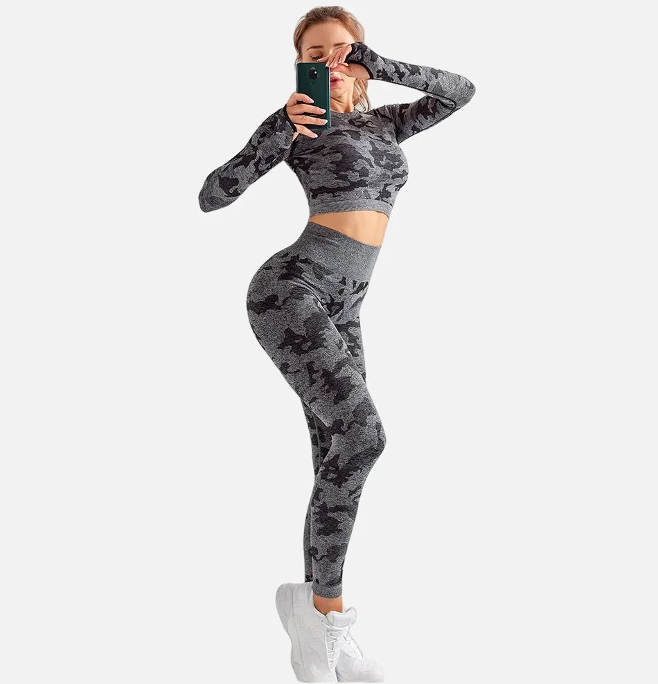 Tie Dyeing Seamless Yoga Set Gym Fitness Two Piece Set Women Clothing Sexy Back Crop Top High Waist Workout Leggings Sportswear