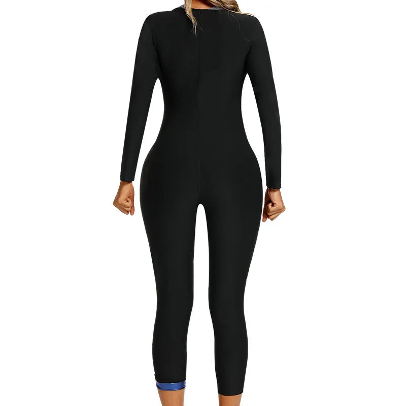 Women's Long Sleeved Pants Jumpsuit 6 In 1 Sauna Sweat Shirt Full Body Waist Trainer Weight Loss Workout Body Sauna Bodysuit