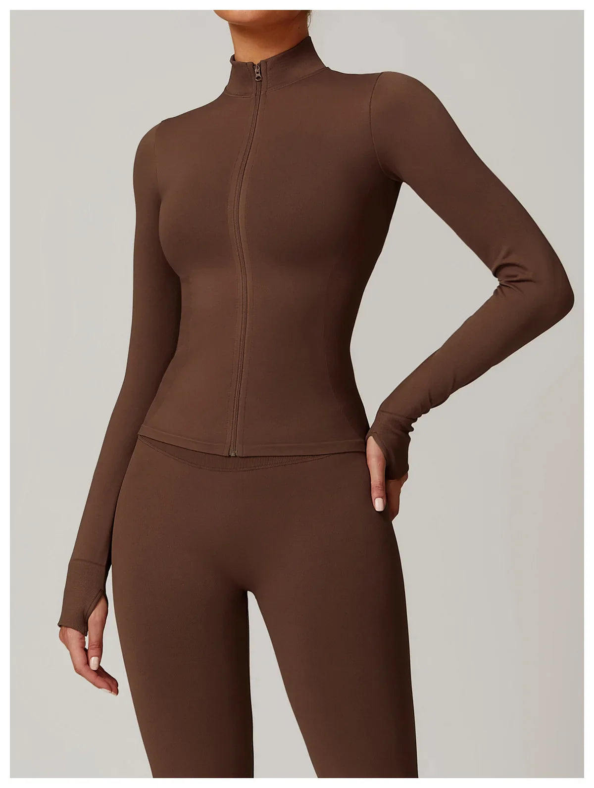 Seamless Yoga Slothes Women's Top Standing Collar Long Sleeved Sports Jacket Running Training Fitness Top Windproof Running Suit