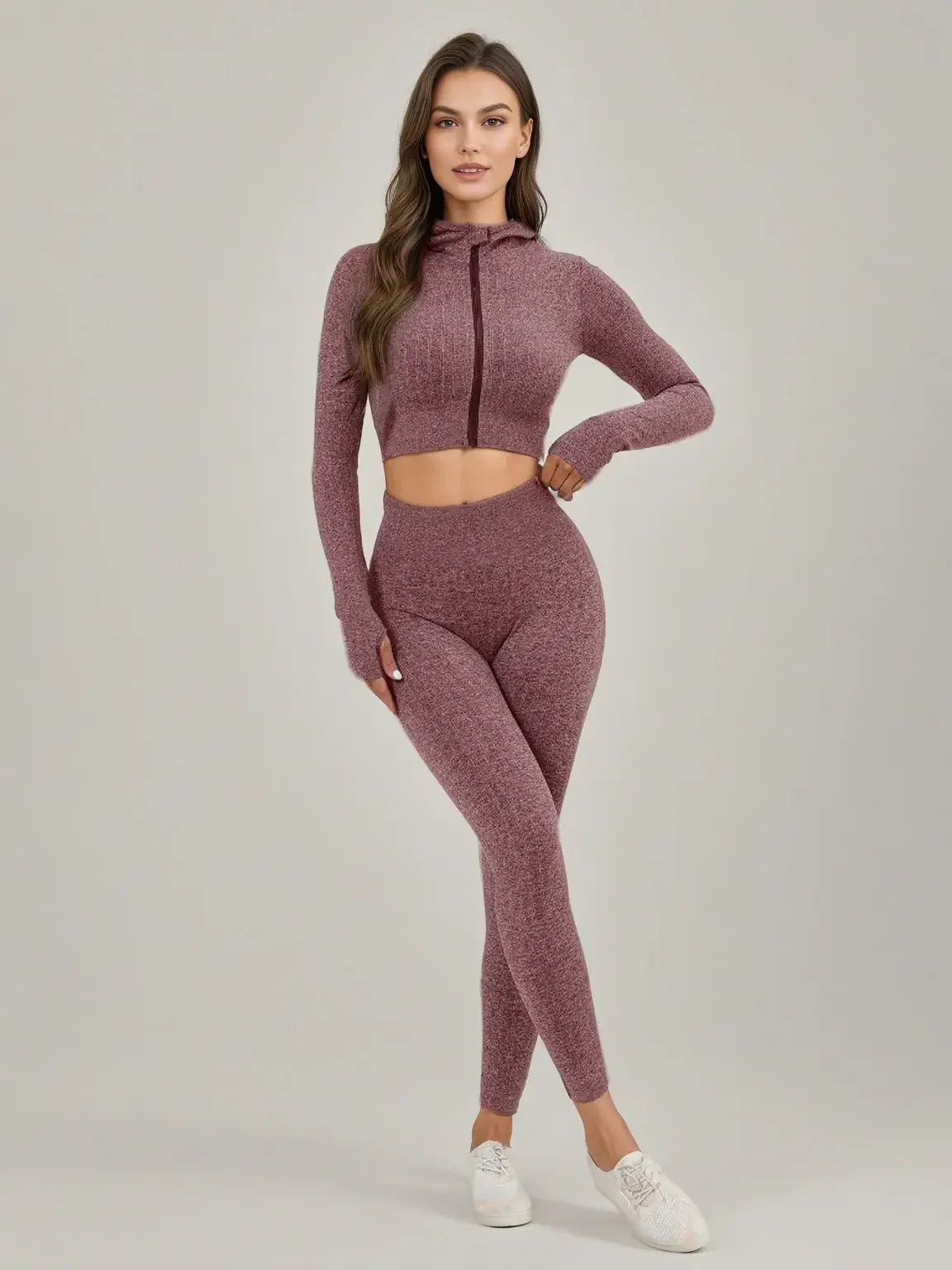 Women's Long Sleeve Running Yoga Suit High-End Feel Fitness Tracksuit Two-Piece Set Morning Runners Clothing