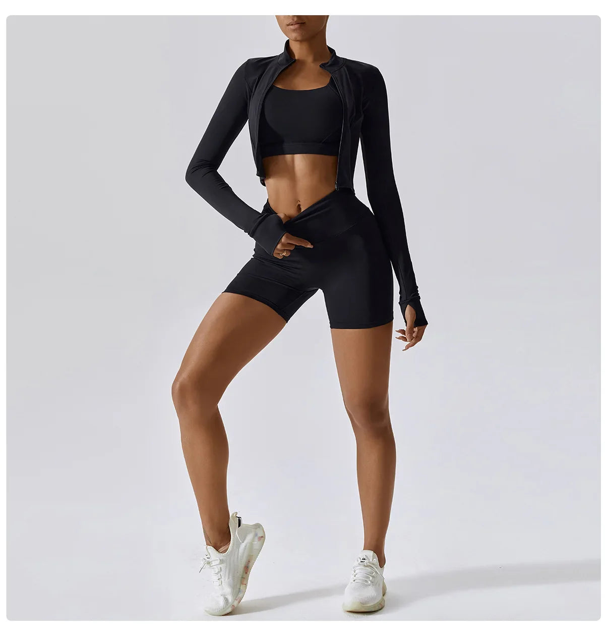 Women's Long Sleeve Top Zipper Jacket Yoga Shirts Running T-Shirt Workout Fitness Gym Sports Top Training Crop Top Clothes
