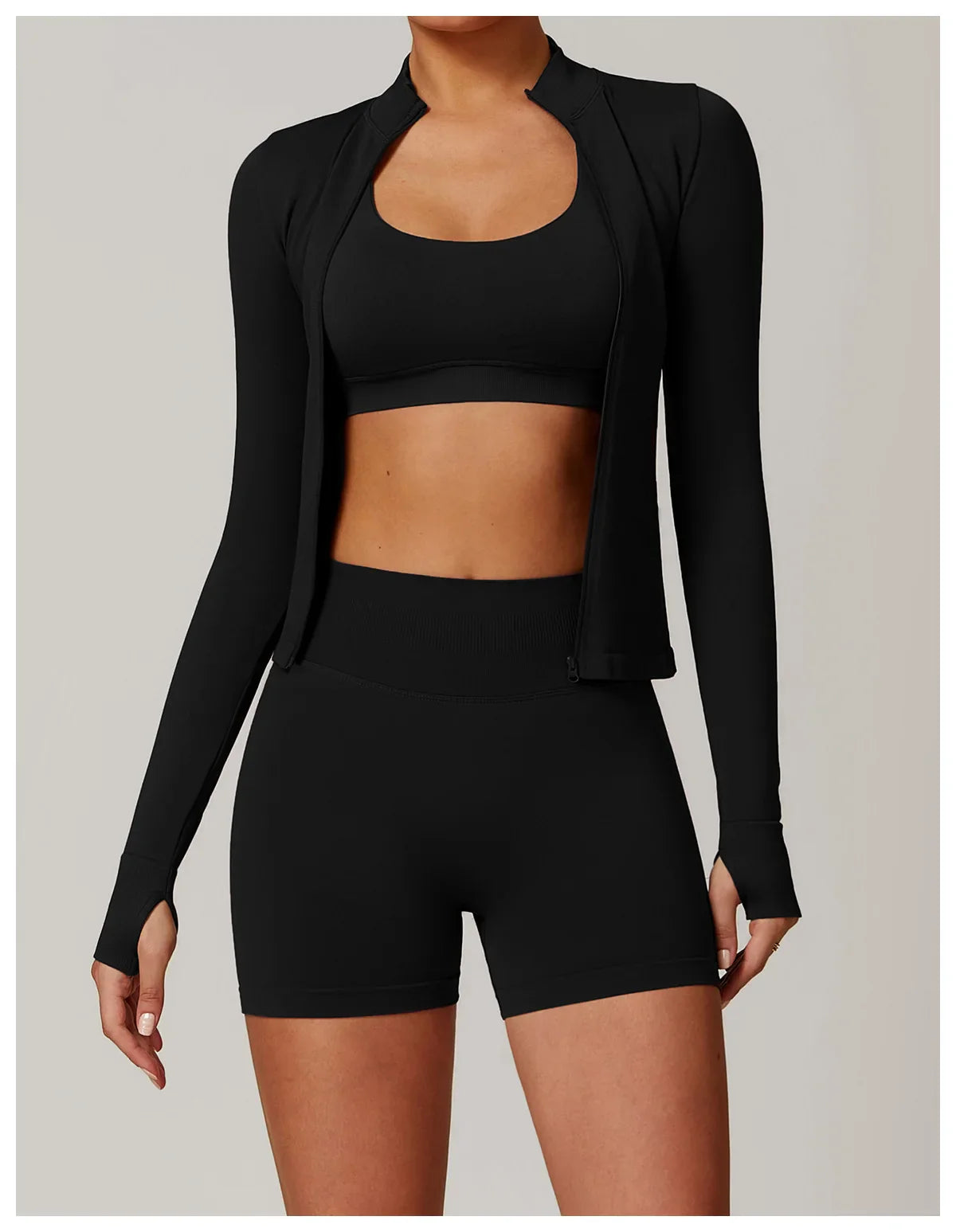 Seamless Yoga Slothes Women's Top Standing Collar Long Sleeved Sports Jacket Running Training Fitness Top Windproof Running Suit