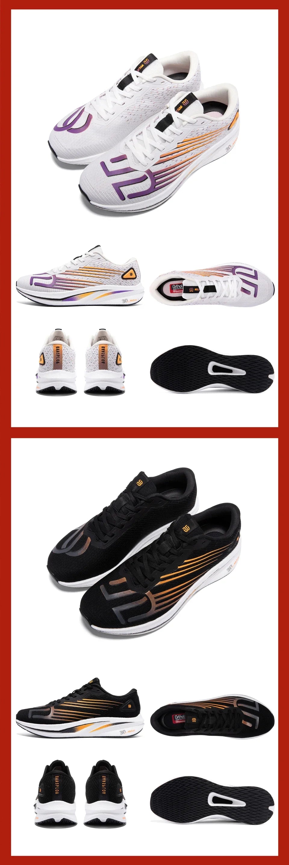 Baasploa Men Jogging Sports Shoes Carbon Plate Professional Cushioning Sneakers Male Outdoor Breathable Non Slip Running Shoes