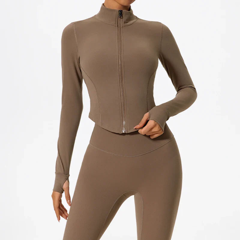 Hearuisavy Ultra-Soft Fabrics Casual Tight Sports Jackets Women Zipper Yoga Clothes Female Quick-Dry Long Sleeve Sportswear