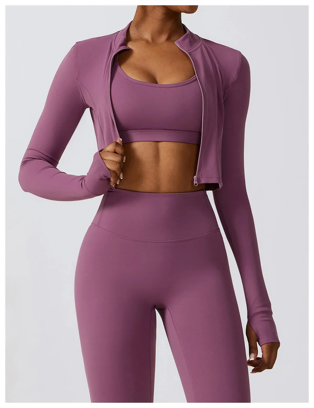 Women's Long Sleeve Top Zipper Jacket Yoga Shirts Running T-Shirt Workout Fitness Gym Sports Top Training Crop Top Clothes