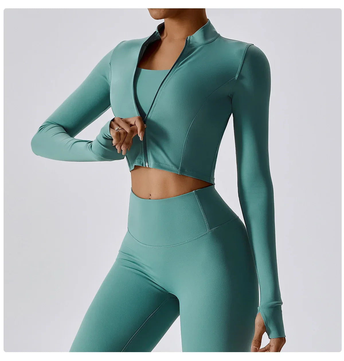 Women's Long Sleeve Top Zipper Jacket Yoga Shirts Running T-Shirt Workout Fitness Gym Sports Top Training Crop Top Clothes