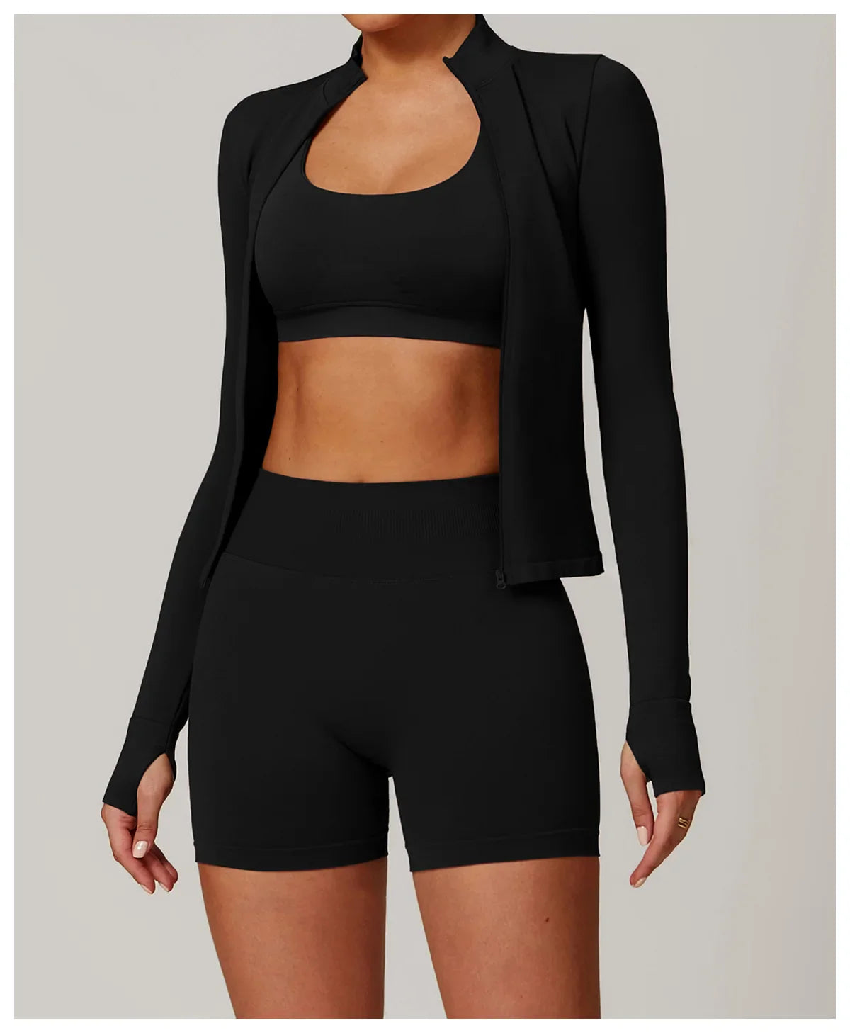 Seamless Yoga Slothes Women's Top Standing Collar Long Sleeved Sports Jacket Running Training Fitness Top Windproof Running Suit