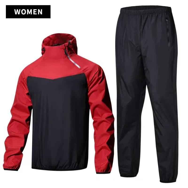Sauna Suit Unisex Gym Clothing Set Full Body Sweating Sportswear Women Boxing Training Running Fitness Weight Loss Tracksuit