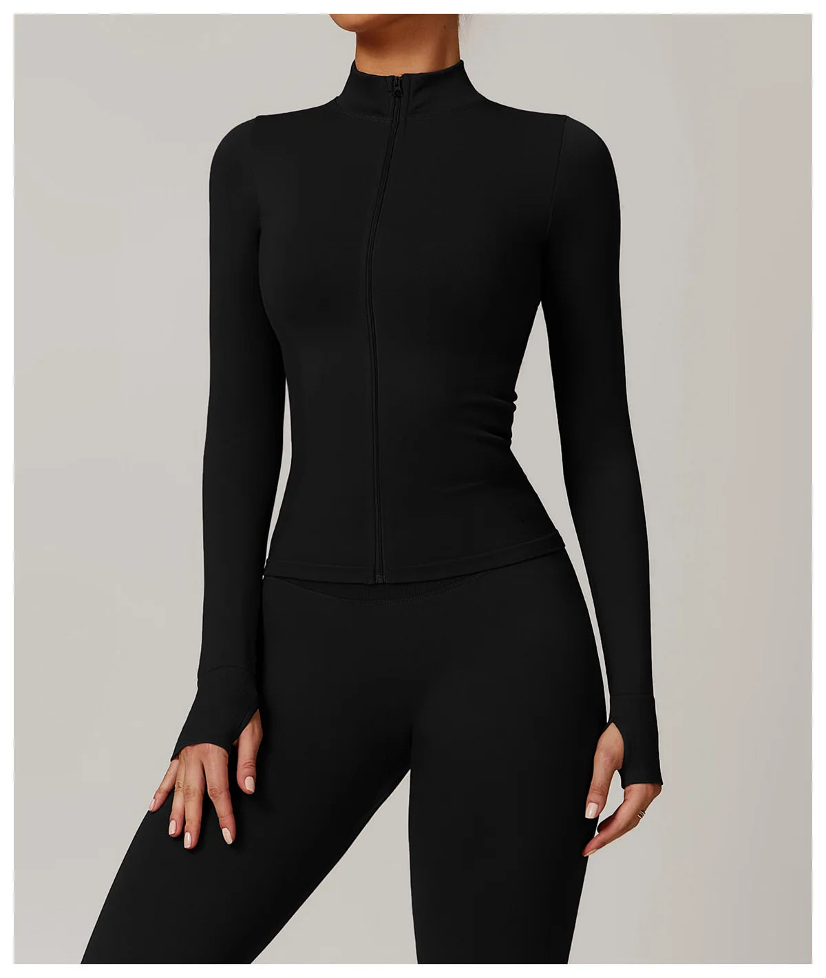 Seamless Yoga Slothes Women's Top Standing Collar Long Sleeved Sports Jacket Running Training Fitness Top Windproof Running Suit