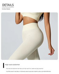 Women's seamless knitted thread yoga pants high waisted sports leggings hip lifting running training slimming and fashionable