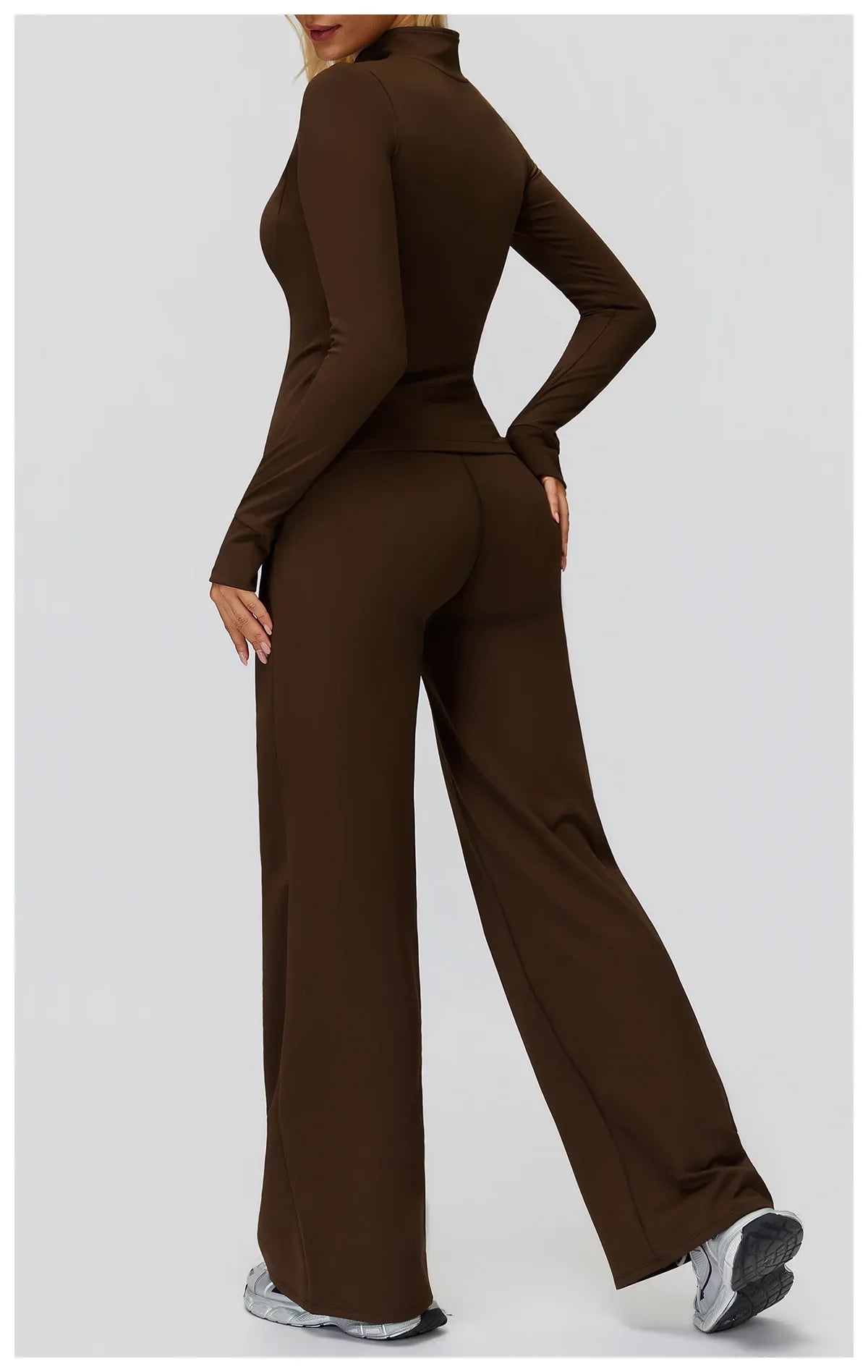 2PCS Yoga Set Workout Sets Women Sportswear Gym Clothing Fitness Zipper Long Sleeve High Waist Leggings Sports Suits Yoga Suit