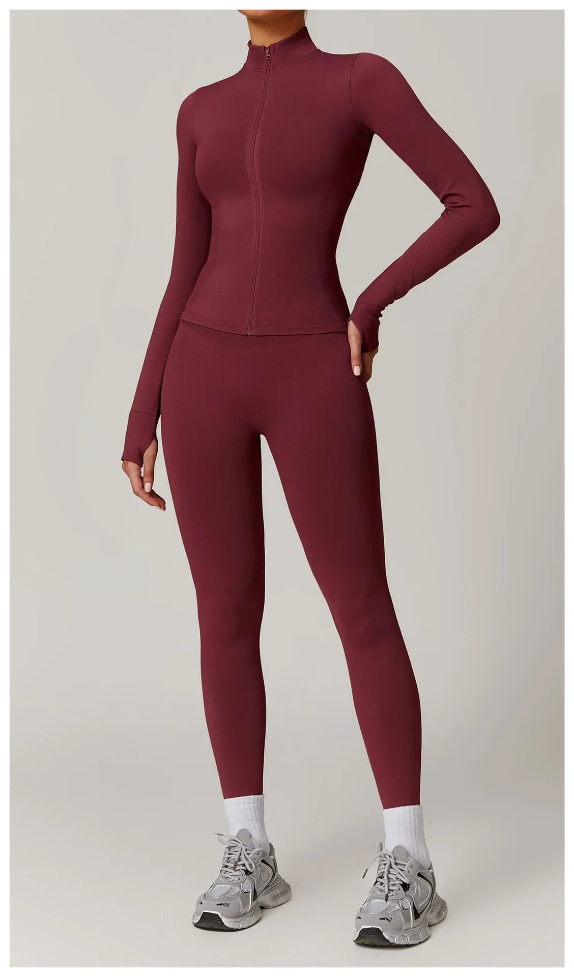 Seamless Yoga Slothes Women's Top Standing Collar Long Sleeved Sports Jacket Running Training Fitness Top Windproof Running Suit