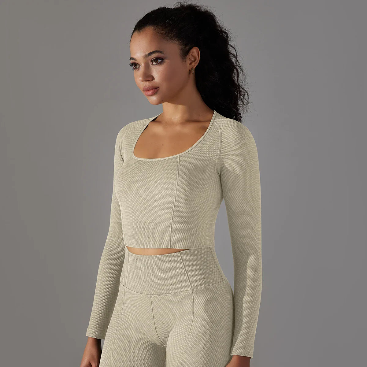 Women Yoga Shirt Gym Top Long Sleeves  Fitness Sport Women Clothing Elastic Breathable Pilates Long Sleeve Crop Tops Activewear