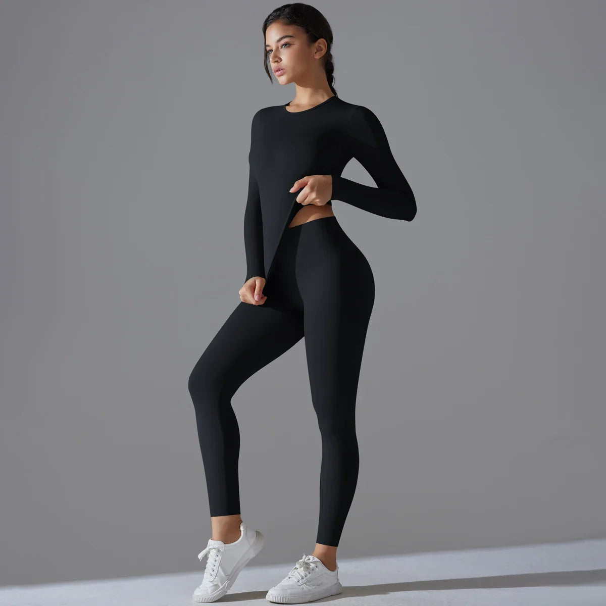 Yoga Suit Sports Set Sleeve Breathable Stretchy GYM Yoga Slim Fitness Active Top BreathableTummy Control Slimming Booty Leggings