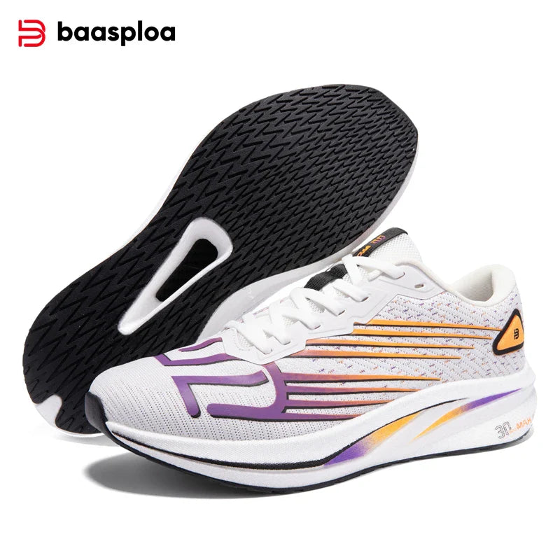 Baasploa Men Jogging Sports Shoes Carbon Plate Professional Cushioning Sneakers Male Outdoor Breathable Non Slip Running Shoes