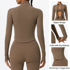 Hearuisavy Ultra-Soft Fabrics Casual Tight Sports Jackets Women Zipper Yoga Clothes Female Quick-Dry Long Sleeve Sportswear