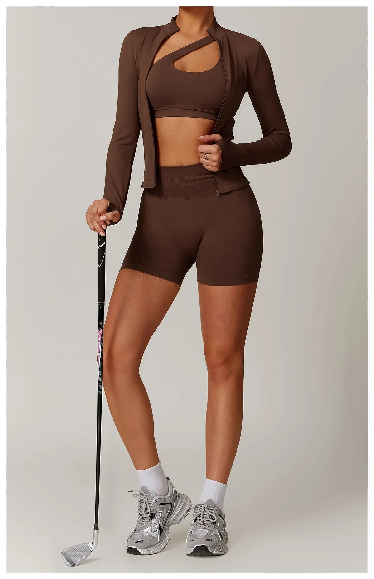 Seamless Yoga Slothes Women's Top Standing Collar Long Sleeved Sports Jacket Running Training Fitness Top Windproof Running Suit