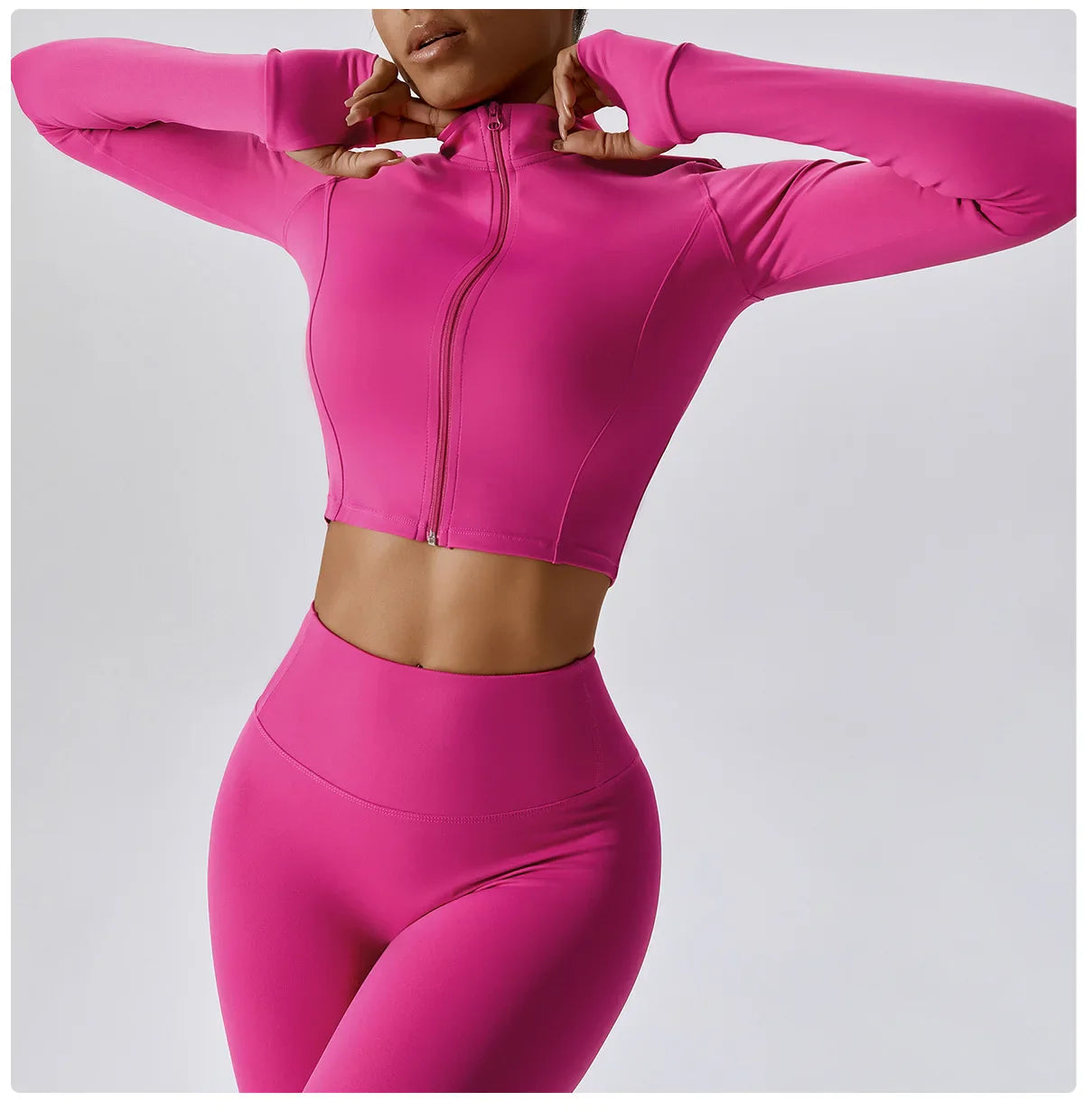 Women's Long Sleeve Top Zipper Jacket Yoga Shirts Running T-Shirt Workout Fitness Gym Sports Top Training Crop Top Clothes