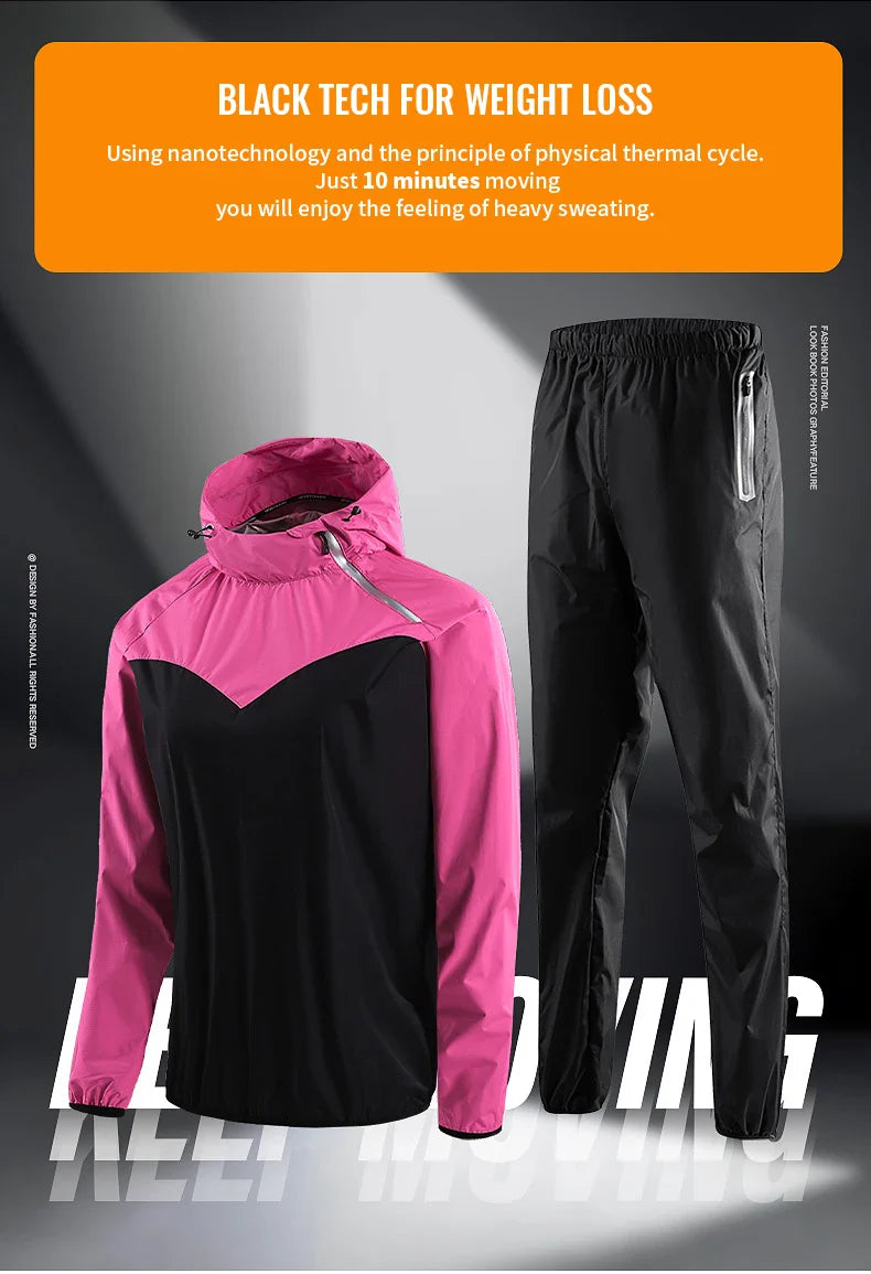 Sauna Suit Unisex Gym Clothing Set Full Body Sweating Sportswear Women Boxing Training Running Fitness Weight Loss Tracksuit