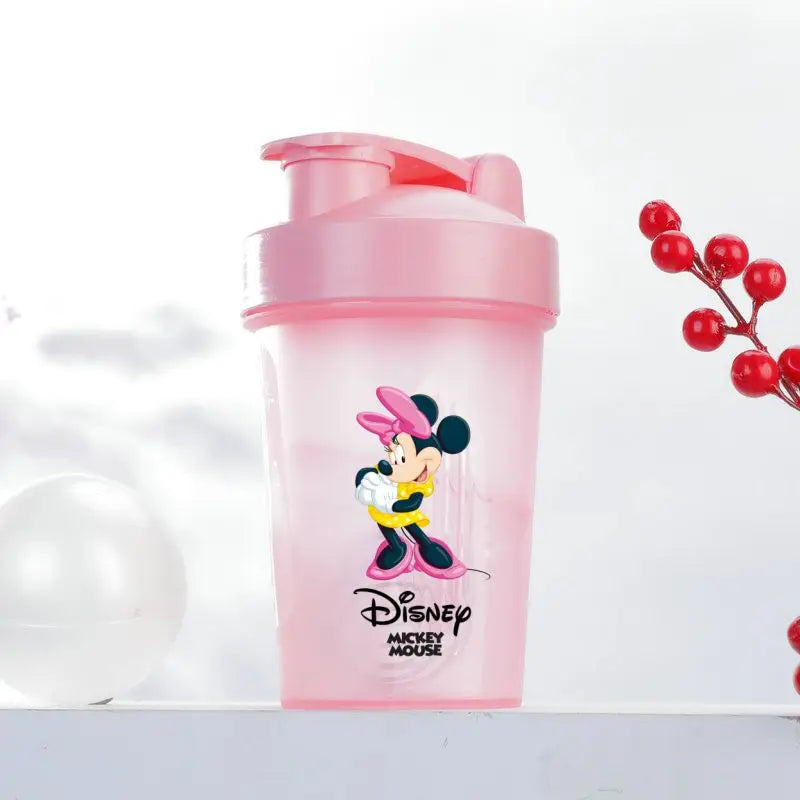 400ML Disney Mickey Mouse Shaker Bottles Water Bottle Large Capacity Portable Transparent Cartoon Minnie Kids Drinking Cups