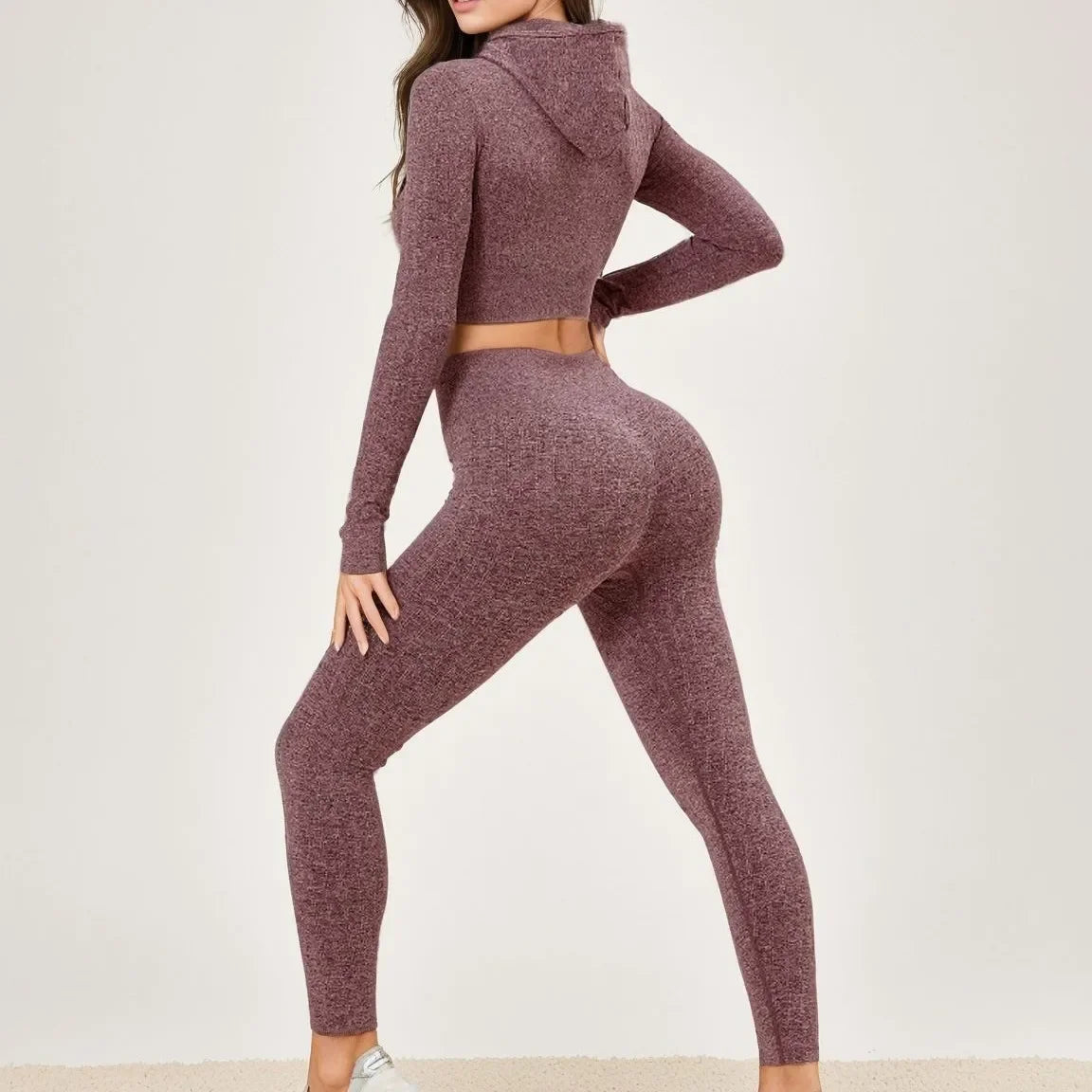 Women's Long Sleeve Running Yoga Suit High-End Feel Fitness Tracksuit Two-Piece Set Morning Runners Clothing