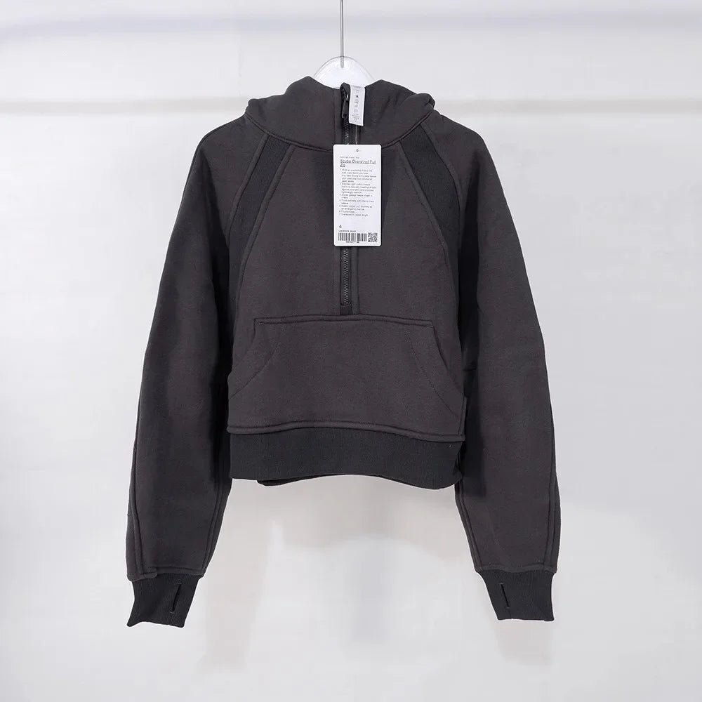 LULU Women's Thickened Hoodie Sweatshirt Zipper Sportswear Yoga Outdoor Fitness Casual Loose Style Autumn Winter Collection