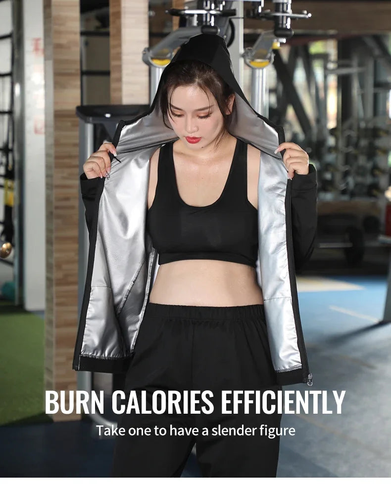 New Sauna Suit Women Plus Size Gym Clothing Sets for Sweating Weight Loss Female Sports Active Wear Slimming Tracksuit Women