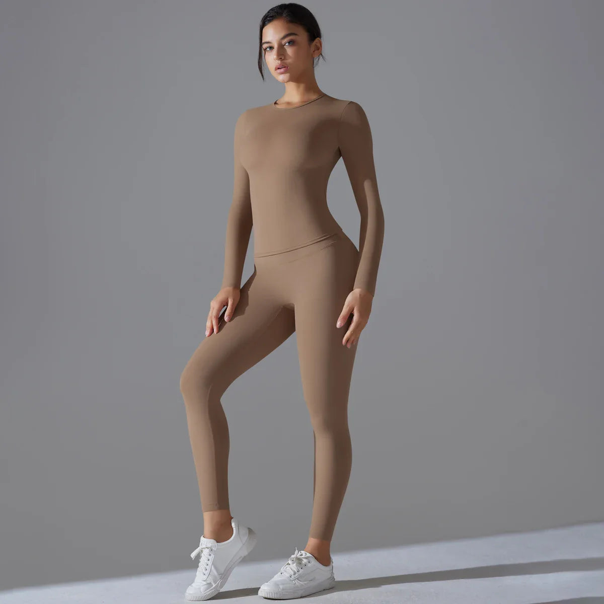 Yoga Suit Sports Set Sleeve Breathable Stretchy GYM Yoga Slim Fitness Active Top BreathableTummy Control Slimming Booty Leggings