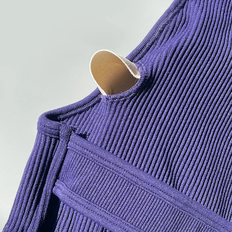 One Shoulder Cut Out Back Sports Bra Women Breathable Running Yoga Crop Top