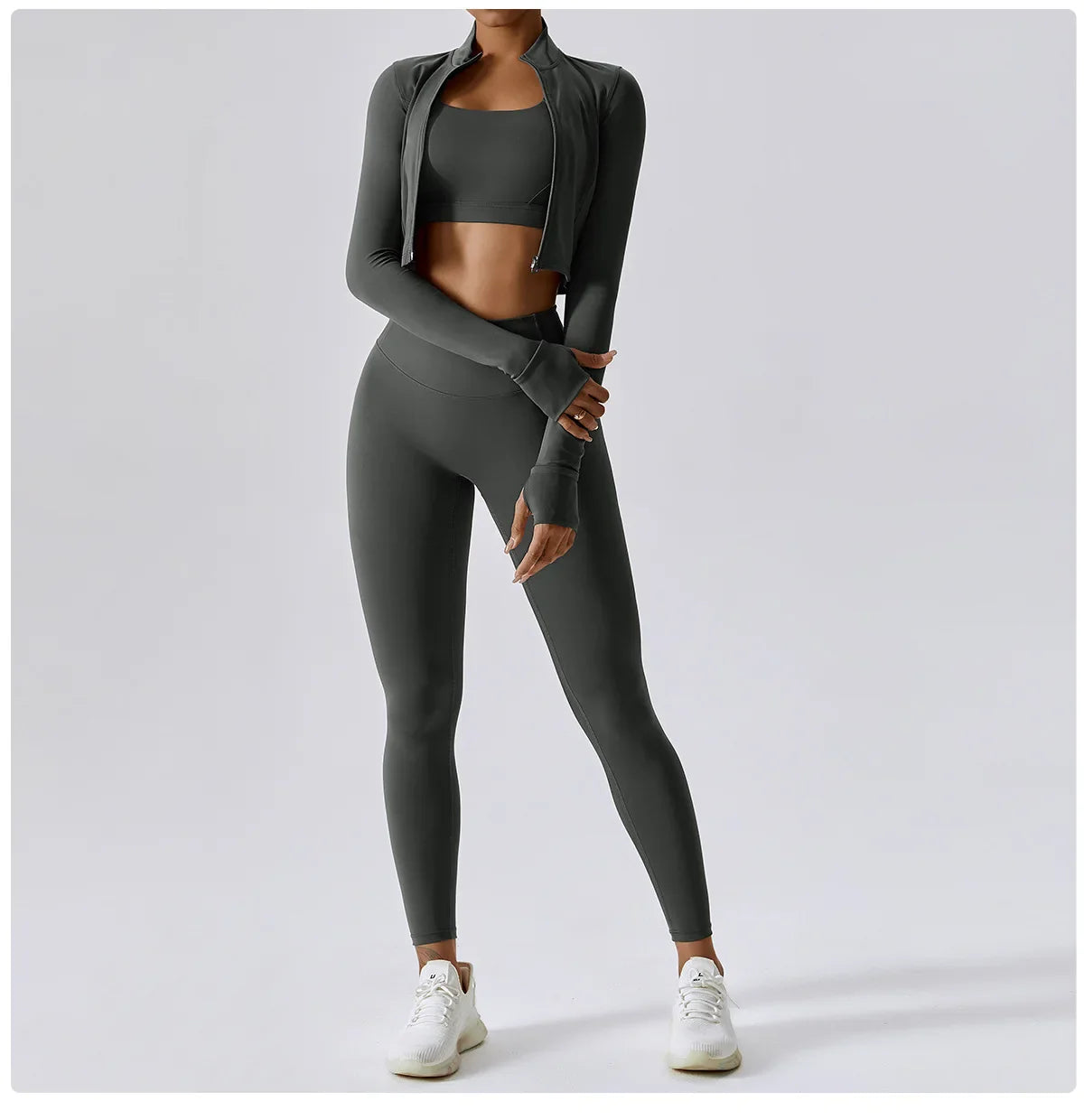 Women's Long Sleeve Top Zipper Jacket Yoga Shirts Running T-Shirt Workout Fitness Gym Sports Top Training Crop Top Clothes