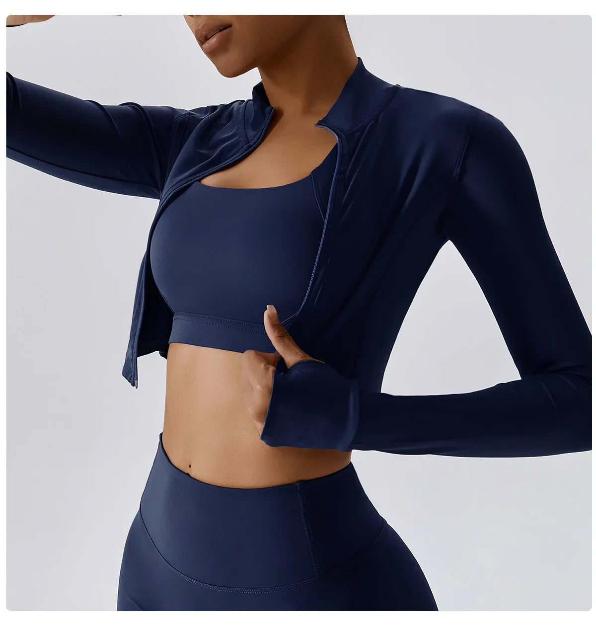 Women's Long Sleeve Top Zipper Jacket Yoga Shirts Running T-Shirt Workout Fitness Gym Sports Top Training Crop Top Clothes