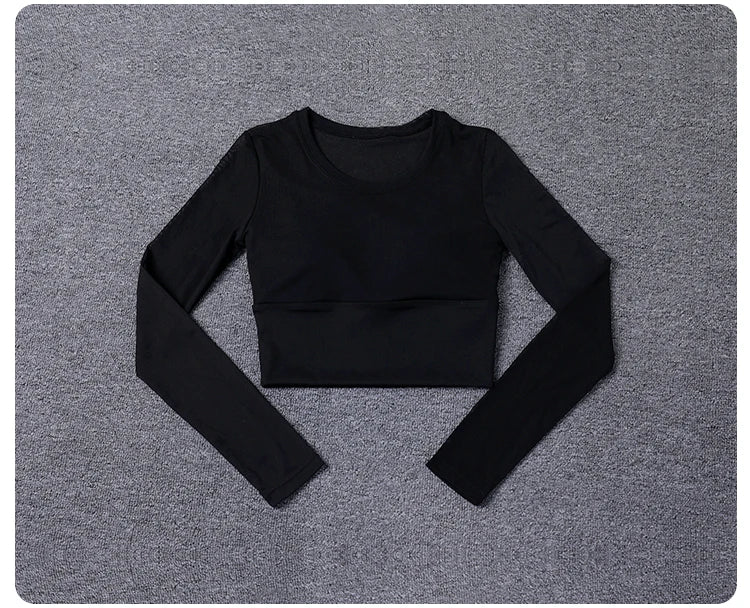 Womens Workout Long Sleeve Yoga Basic Tee Shirt Casual Round Neck Slim Athletic Running Solid T-Shirt Top