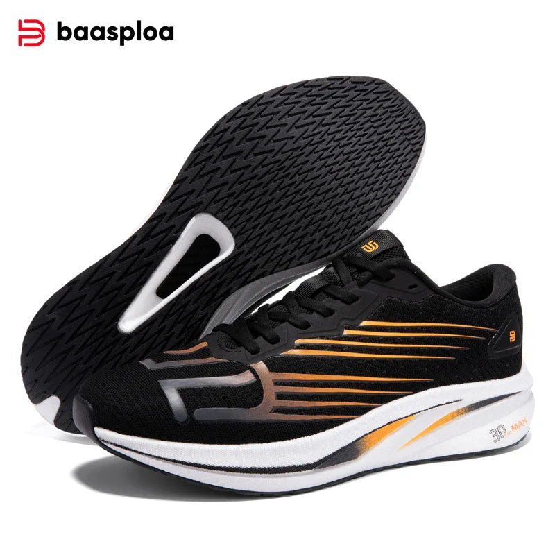 Baasploa Men Jogging Sports Shoes Carbon Plate Professional Cushioning Sneakers Male Outdoor Breathable Non Slip Running Shoes