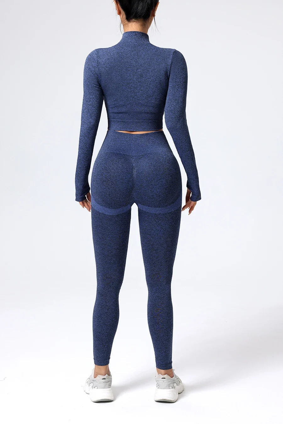 Women's High-Waist Trendy Gym Matching Set Seamless Yoga Outfit Set Sportswear Woman Gym Sports Leggings and Crop Top Activewear