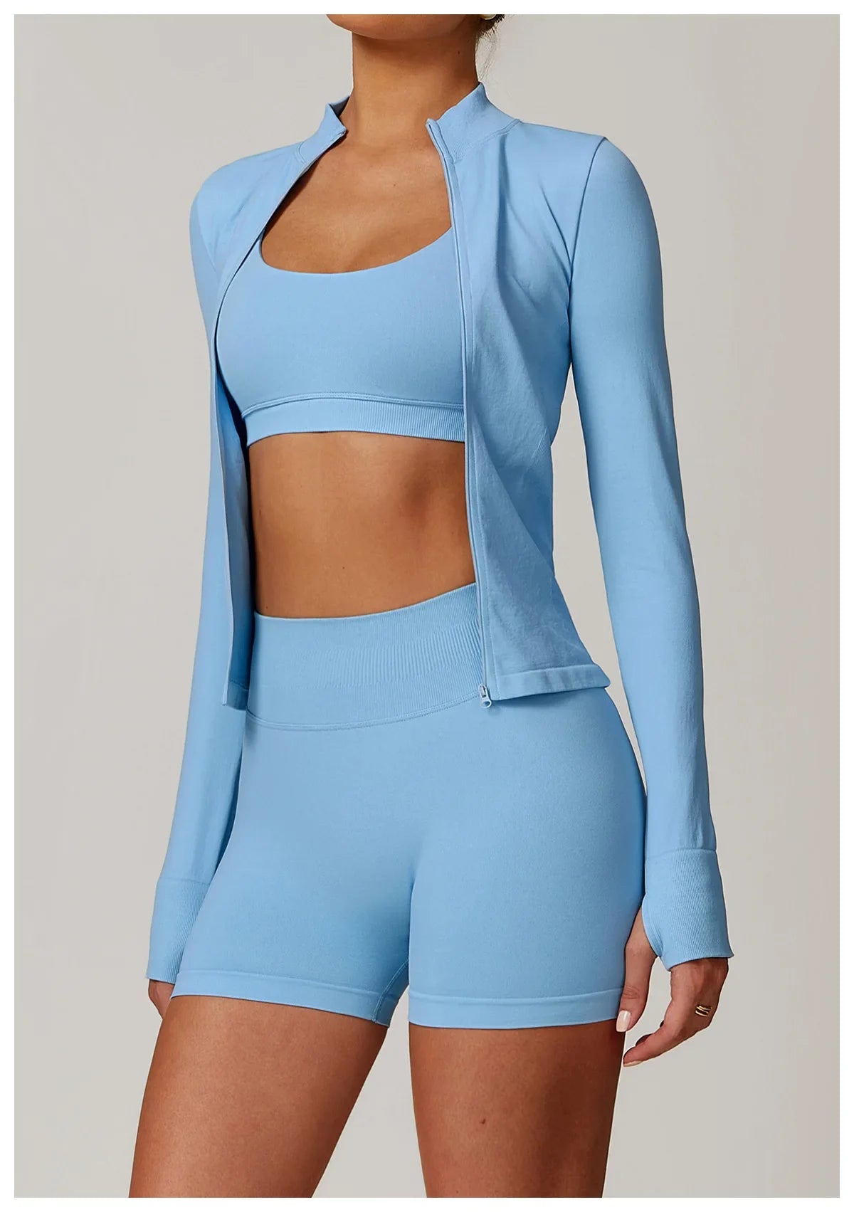 Seamless Yoga Slothes Women's Top Standing Collar Long Sleeved Sports Jacket Running Training Fitness Top Windproof Running Suit