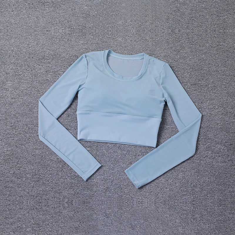 Womens Workout Long Sleeve Yoga Basic Tee Shirt Casual Round Neck Slim Athletic Running Solid T-Shirt Top