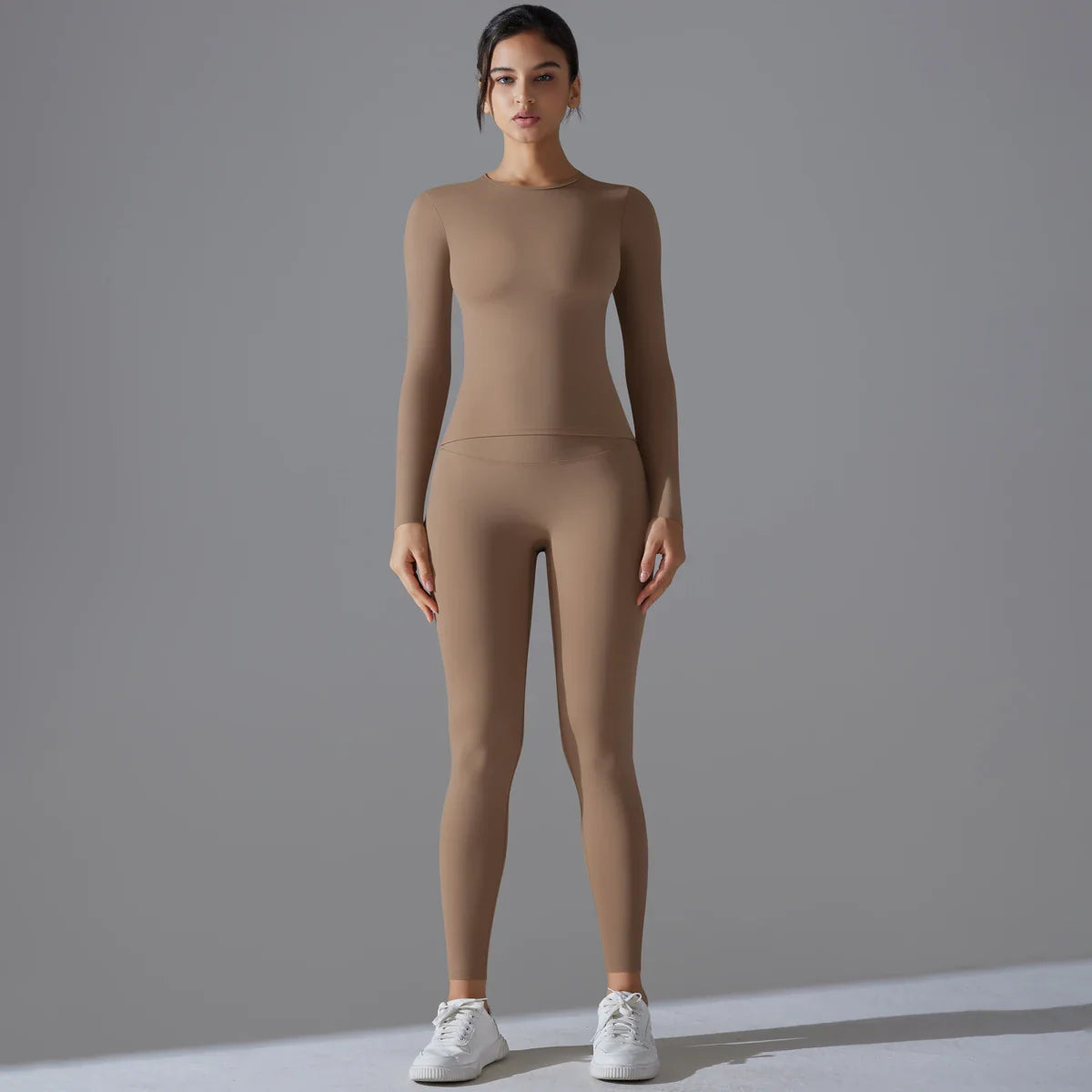 Yoga Suit Sports Set Sleeve Breathable Stretchy GYM Yoga Slim Fitness Active Top BreathableTummy Control Slimming Booty Leggings