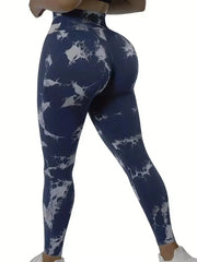 Tights Women Tie Dye Leggings High Waist Lifts Butt Tummy Control Push Up Seamless Yoga pants Ladies Workout Gym Clothing