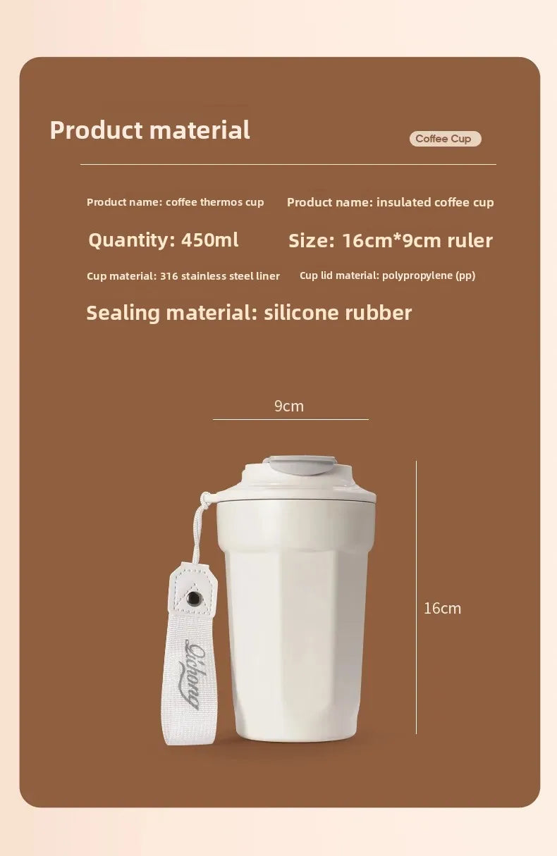 Portable 316 Stainless Steel Coffee Insulated Mug Octagonal Shape Travel Water Cup with Logo Printing Companion Mug for Men