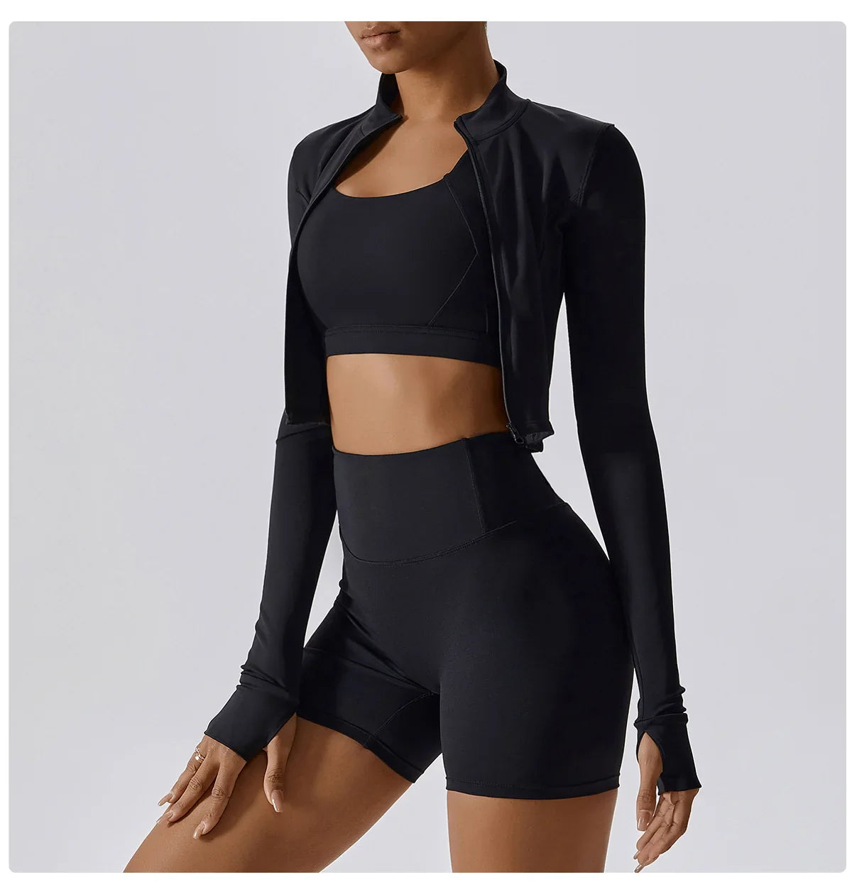 Women's Long Sleeve Top Zipper Jacket Yoga Shirts Running T-Shirt Workout Fitness Gym Sports Top Training Crop Top Clothes