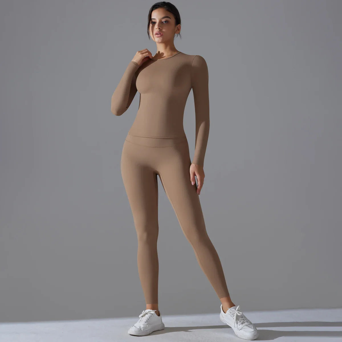 Yoga Suit Sports Set Sleeve Breathable Stretchy GYM Yoga Slim Fitness Active Top BreathableTummy Control Slimming Booty Leggings