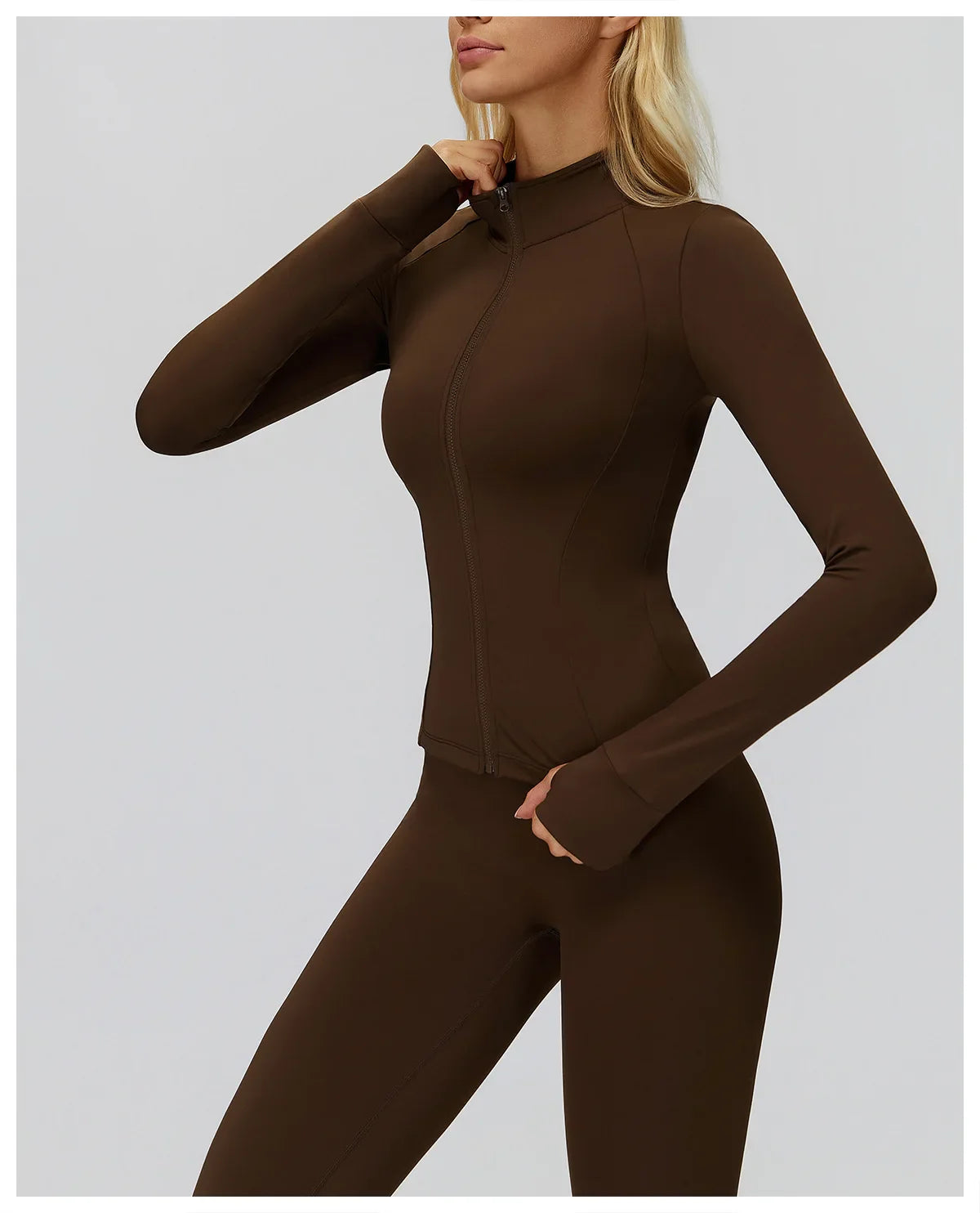 2PCS Yoga Set Workout Sets Women Sportswear Gym Clothing Fitness Zipper Long Sleeve High Waist Leggings Sports Suits Yoga Suit